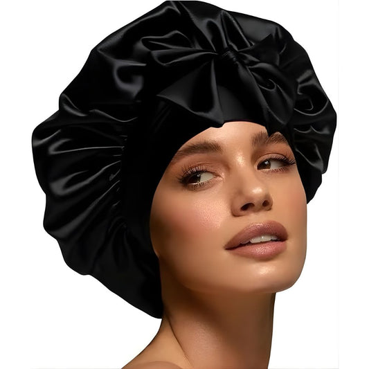 WellPro™ Silk Bonnet for Women – Satin Sleep Cap with Elastic Tie Band for Curly Hair