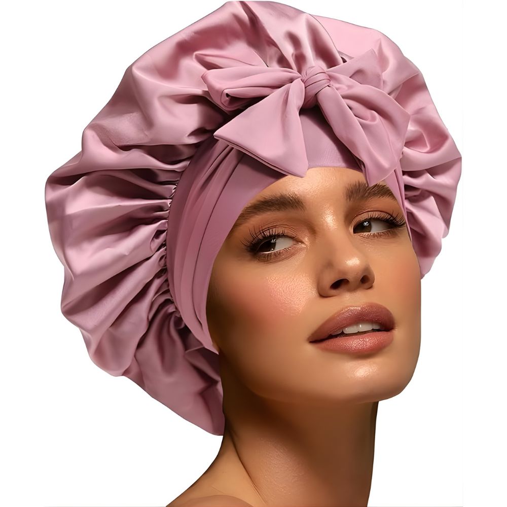 WellPro™ Silk Bonnet for Women – Satin Sleep Cap with Elastic Tie Band for Curly Hair