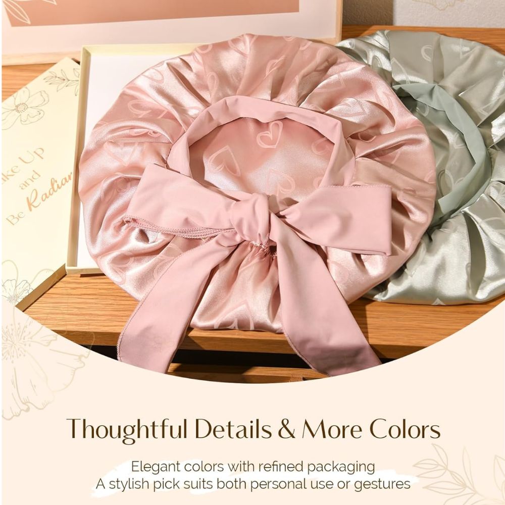 WellPro™ Adjustable Satin Bonnet for Sleeping – Double Layer Silk Sleep Cap with Tie Band for Women