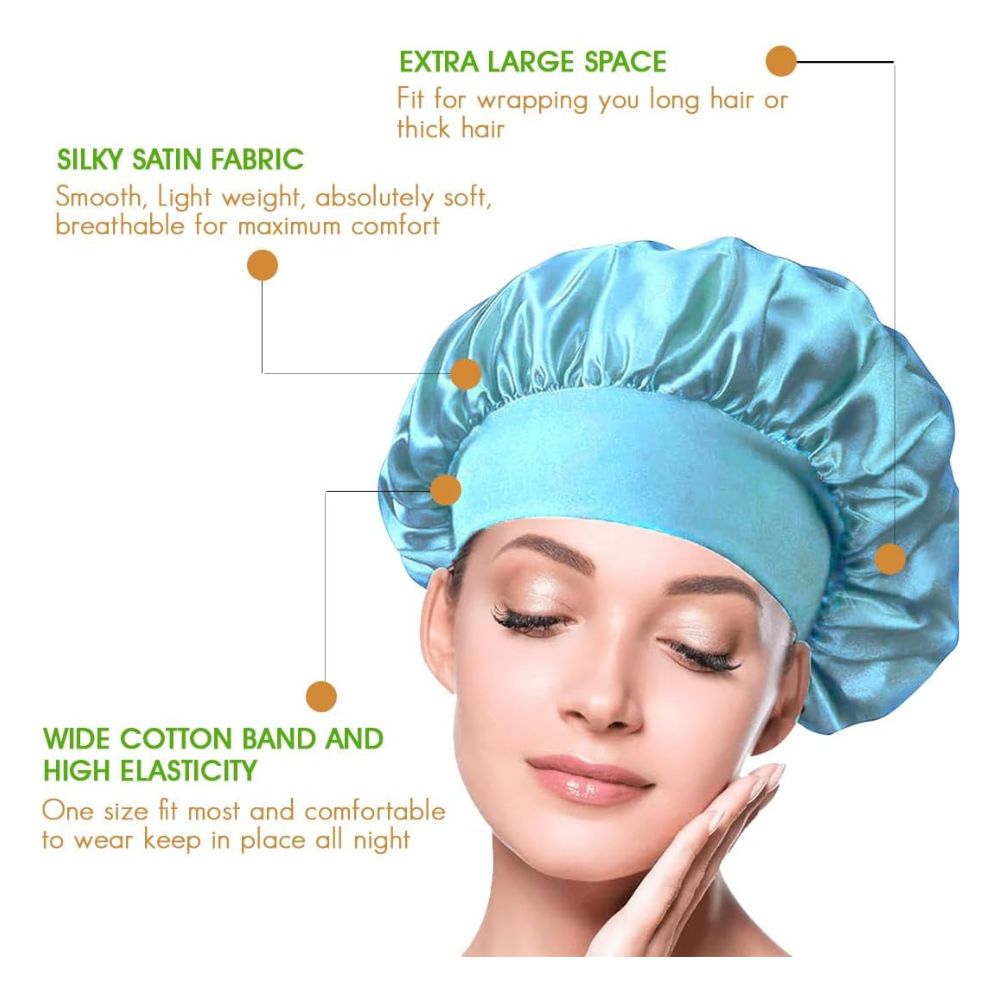 WellPro™ Satin Bonnet for Sleeping – Silk Night Cap with Wide Elastic Band for Long and Curly Hair