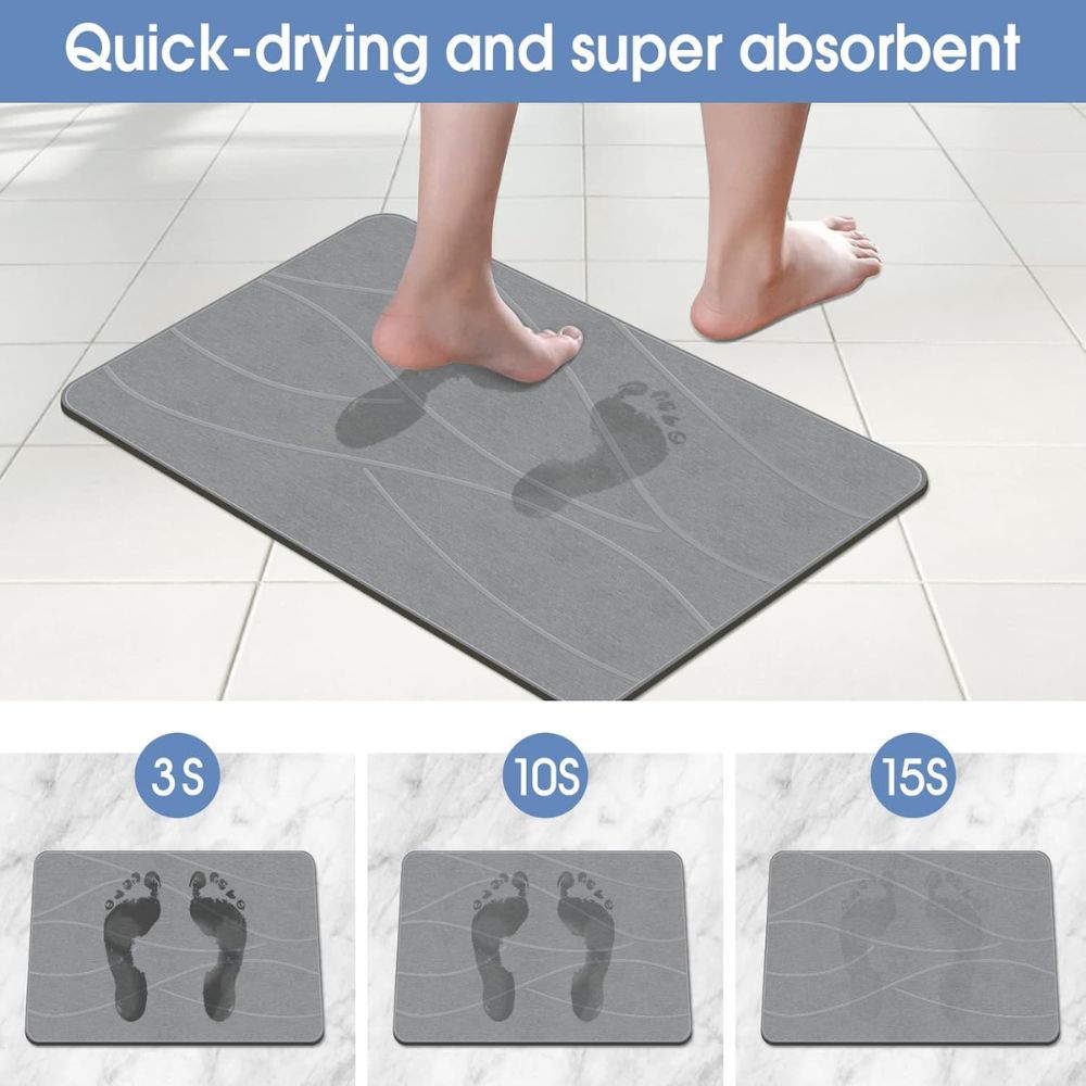WellPro™ Stone Bath Mat – Diatomaceous Earth Quick-Dry Non-Slip Mat for Bathroom & Shower