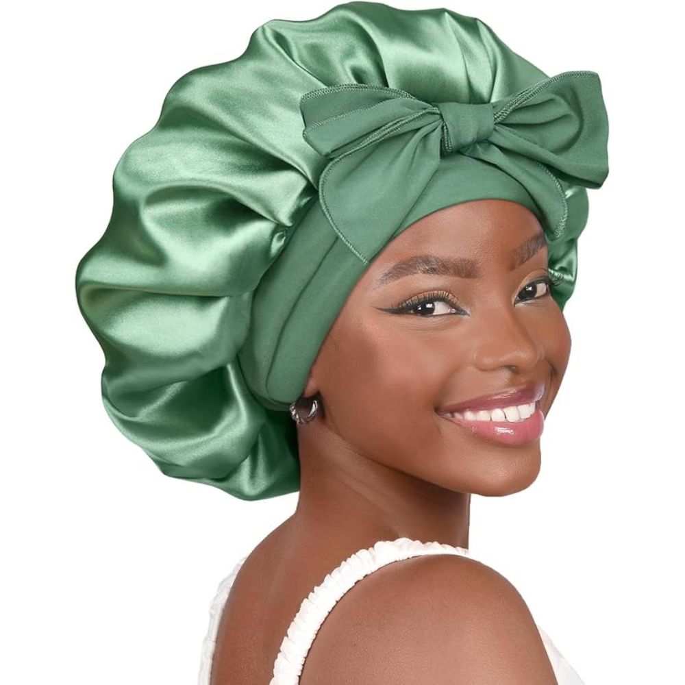 WellPro™ Silk Bonnet for Sleeping – Double Layer Satin Hair Bonnet with Adjustable Tie Band for Curly Hair Women