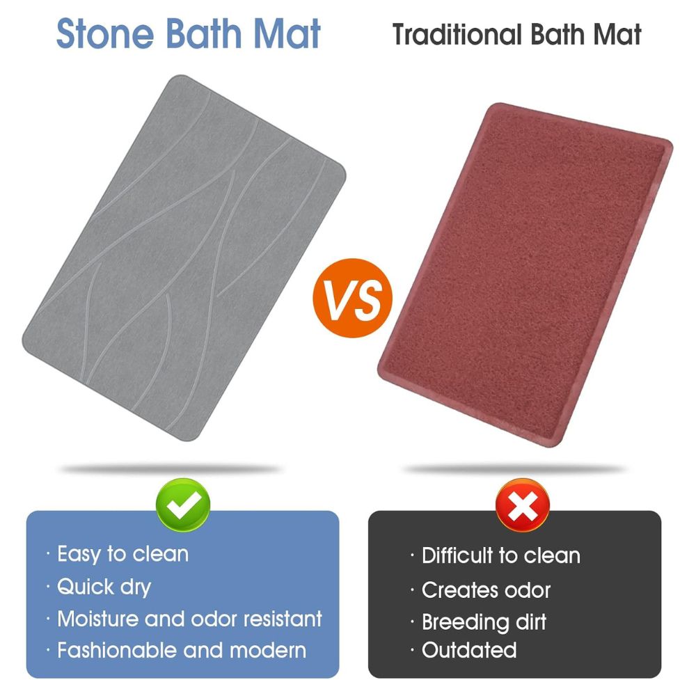 WellPro™ Stone Bath Mat – Diatomaceous Earth Quick-Dry Non-Slip Mat for Bathroom & Shower