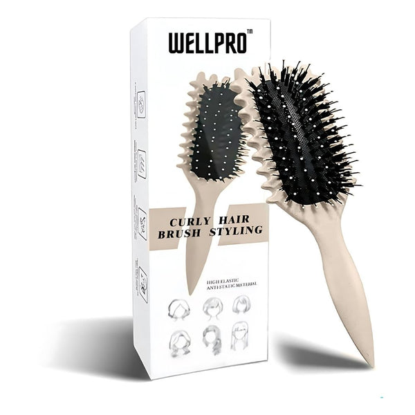 WellPro™ Curl Defining Brush – Detangling & Styling Brush for Curly Hair, Anti-Pull Design for Men & Women