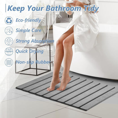 WellPro™ Foldable Stone Bath Mat – Quick-Dry Diatomaceous Earth Non-Slip Mat for Bathroom