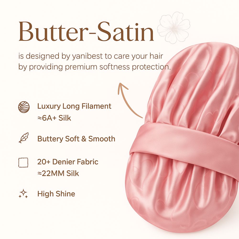 WellPro™ Adjustable Satin Bonnet for Sleeping – Double Layer Silk Sleep Cap with Tie Band for Women