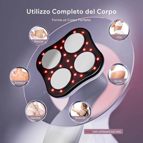Massaggiatore Anticellulite Professionale – Dispositivo Elettrico per Gambe, Braccia e Addome con Luce LED Rossa