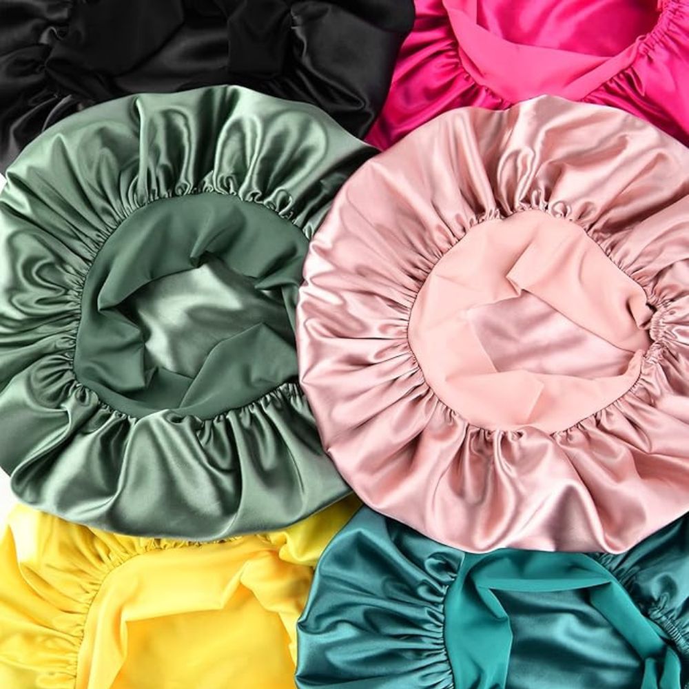 WellPro™ Silk Bonnet for Sleeping – Double Layer Satin Hair Bonnet with Adjustable Tie Band for Curly Hair Women