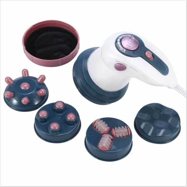 Massaggiatore Anticellulite Professionale – Con Riscaldamento a Infrarossi e 5 Testine Intercambiabili per Gambe, Glutei, Addome e Braccia