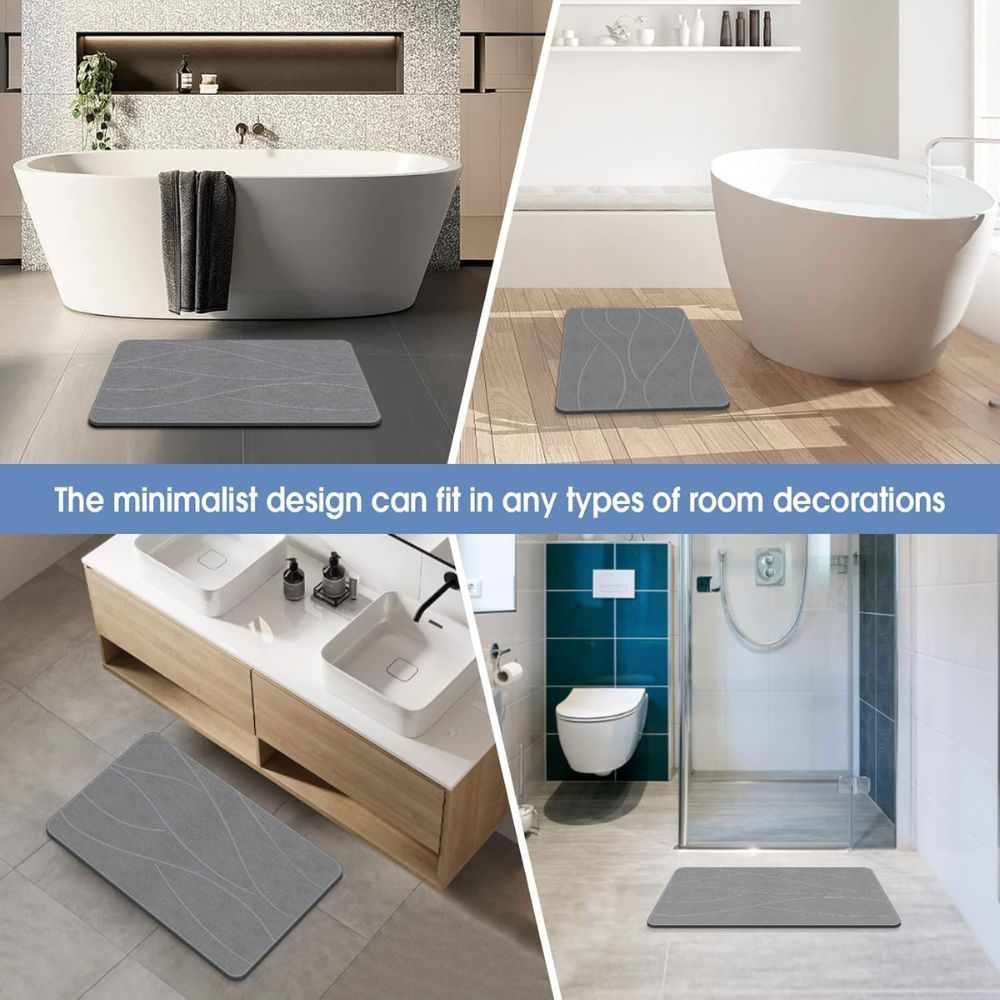WellPro™ Stone Bath Mat – Diatomaceous Earth Quick-Dry Non-Slip Mat for Bathroom & Shower