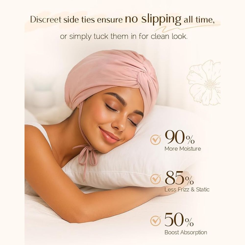WellPro™ Satin Lined Hair Bonnet – Silk Turban Sleep Cap for Women, Chemo Headwear & Hair Wrap for Natural Curly Hair