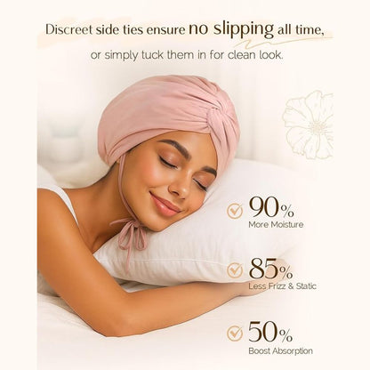 WellPro™ Satin Lined Hair Bonnet – Silk Turban Sleep Cap for Women, Chemo Headwear & Hair Wrap for Natural Curly Hair