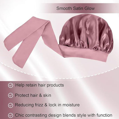 WellPro™ Silk Bonnet for Women – Satin Sleep Cap with Elastic Tie Band for Curly Hair