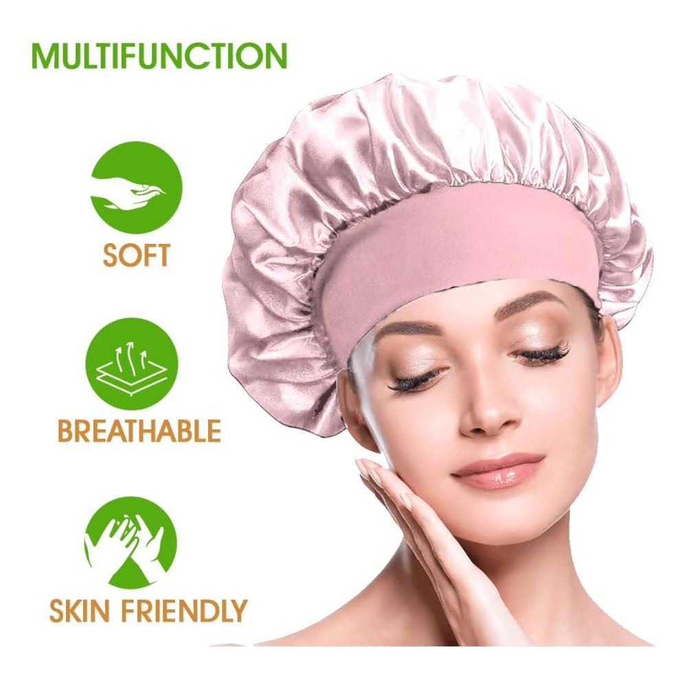 WellPro™ Satin Bonnet for Sleeping – Silk Night Cap with Wide Elastic Band for Long and Curly Hair