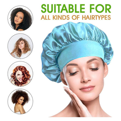 WellPro™ Satin Bonnet for Sleeping – Silk Night Cap with Wide Elastic Band for Long and Curly Hair