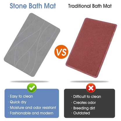 WellPro™ Stone Bath Mat – Diatomaceous Earth Quick-Dry Non-Slip Mat for Bathroom & Shower