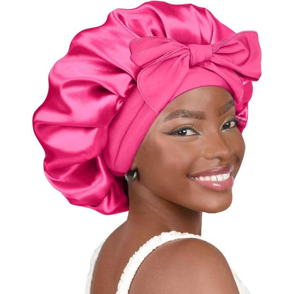 WellPro™ Silk Bonnet for Sleeping – Double Layer Satin Hair Bonnet with Adjustable Tie Band for Curly Hair Women