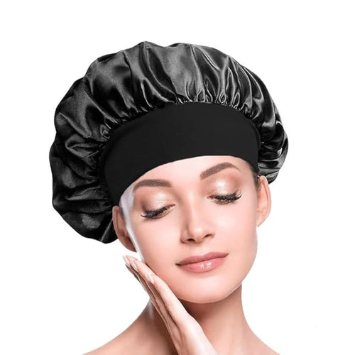 WellPro™ Satin Bonnet for Sleeping – Silk Night Cap with Wide Elastic Band for Long and Curly Hair